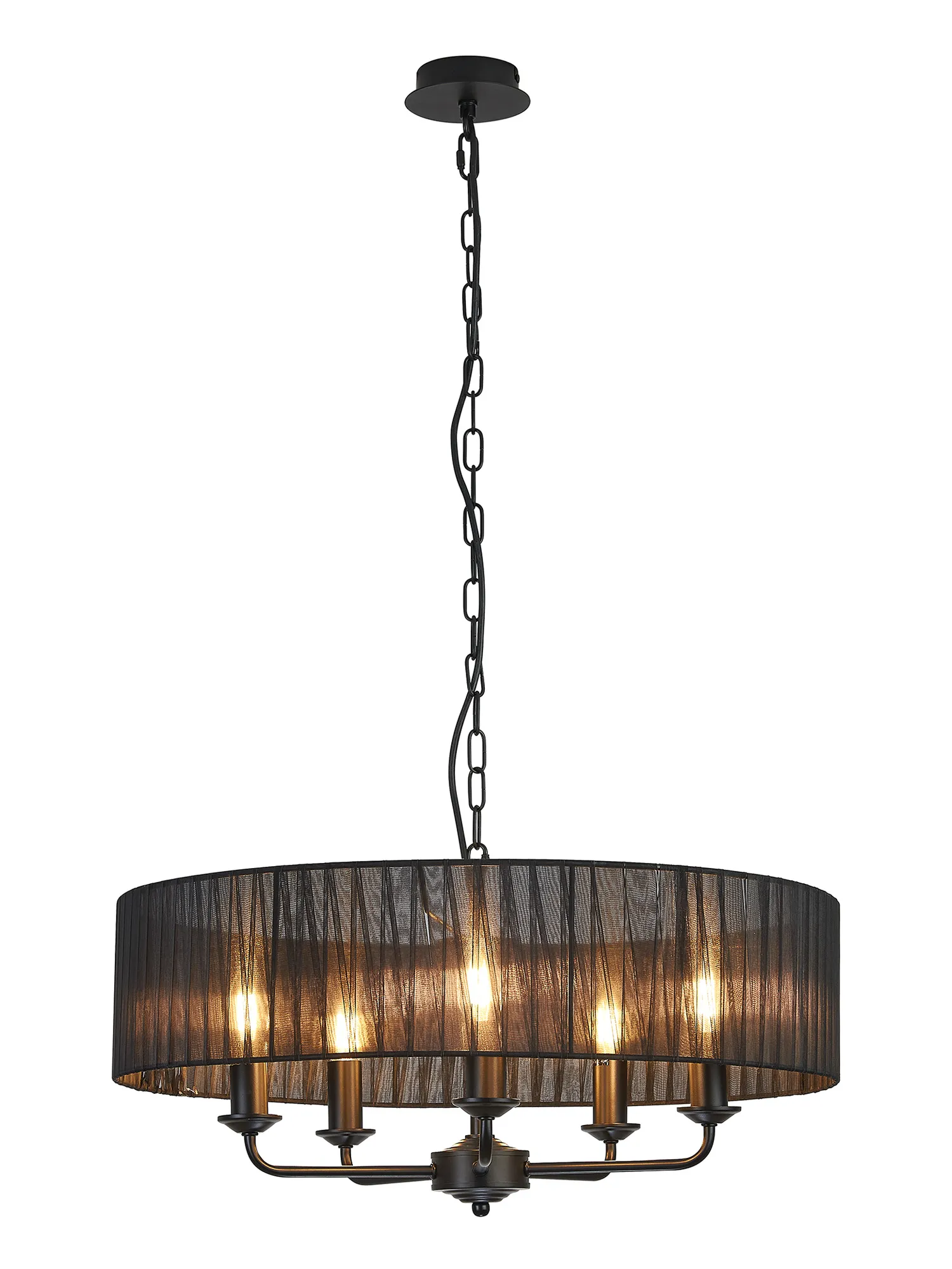 DK1028  Banyan 45cm 3 Light Pendant Matt Black, Black